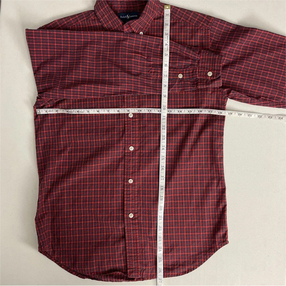 Ralph Lauren Boy’s Button Down Plaid Shirt Size Large 14-16 Red Blue - Picture 7 of 9
